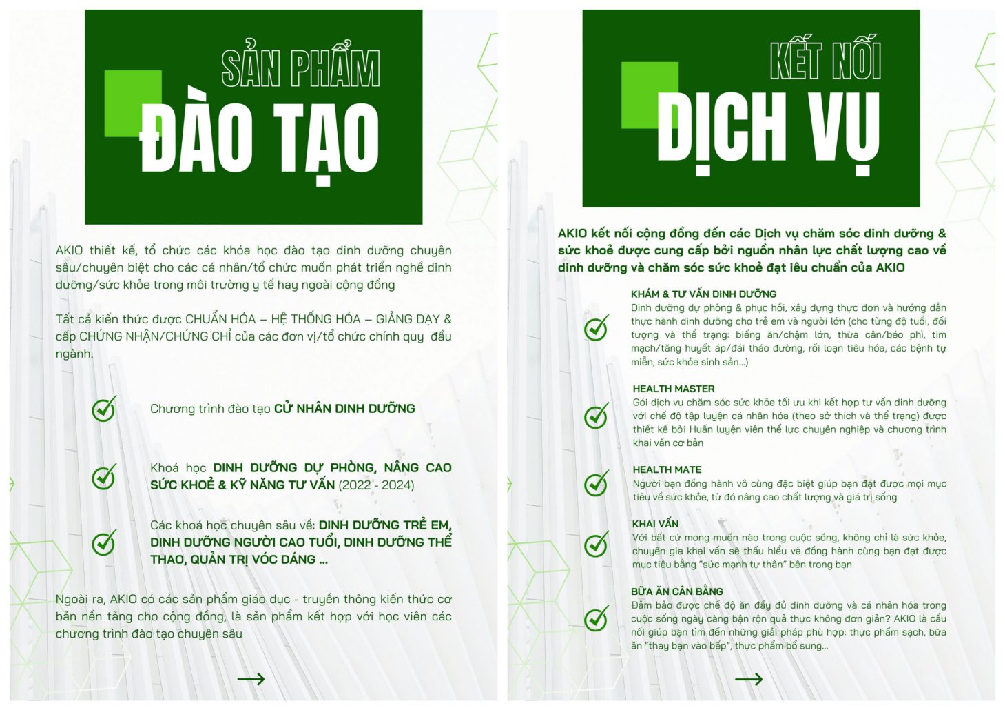 Sản phẩm đào tạo và Dịch vụ kết nối công ty AKIO